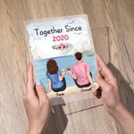 Personalisierte Paar sitzt am See Berg Blume Acryl Plaque Boyfriend Geschenke Schreibtisch Ornament