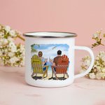 Personlig I Love You Forever Seaside Beach Par Resa Emaljmugg med handtag Födelsedag Alla hjärtans dag