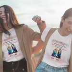 Personalized Side By Side Or Miles Apart Besties Will Always Be Connected By Heart T-shirt Friendship Gift for Friends Sisters  Daily Wear
