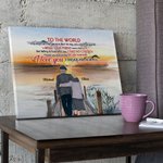 Personalized Old Couple Sunset to the World Love You Forever Poster Frameless Painting Valentine's Day Anniversary Wall Decoration