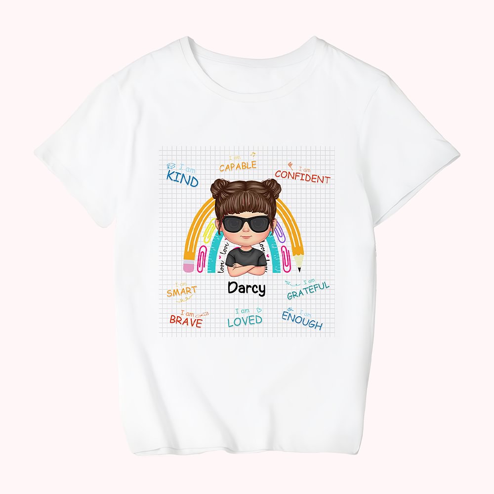T-shirt enfant personnalisé fille garçon retour à l'école cadeau papeterie matériel d'écriture éléments