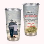 Gepersonaliseerde Lives Together to the End Seaside Seagull Walk 20oz Tumbler voor warme en koude dranken Verjaardag Kerstmis