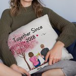 Personalized Cushion Cover Couple Flower Tree Together Throw Pillow Cover Gifts for Couples Sofa Decor