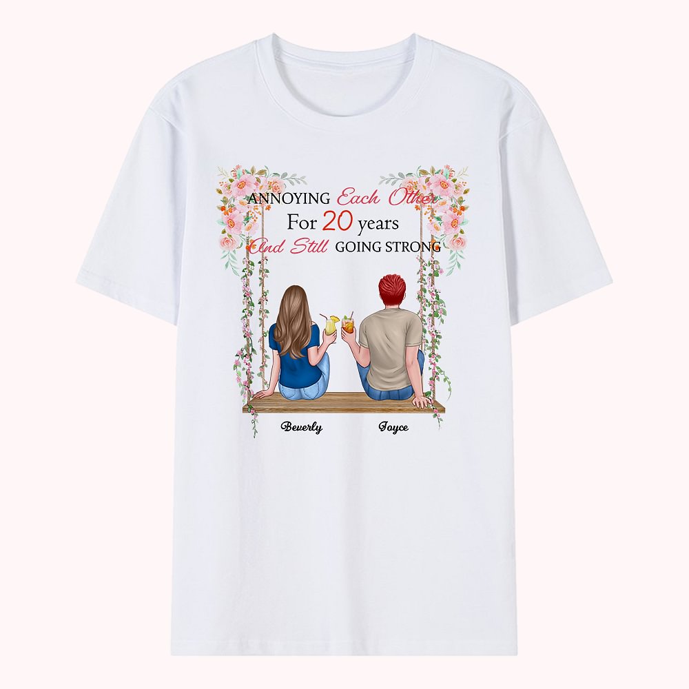 Cadeau d'anniversaire de t-shirt personnalisé pour couple Swing Love pendant de nombreuses années