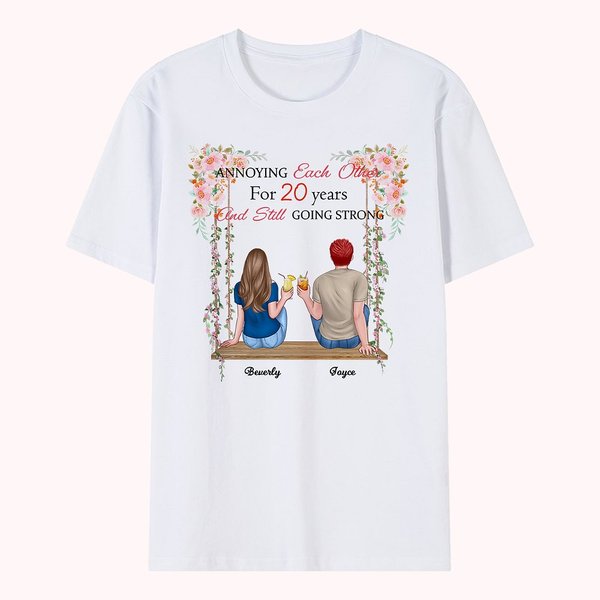 Personalisiertes Paar Swing Love für viele Jahre T-Shirt Jahrestagsgeschenk