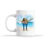 Personalisierte Regenbogen-Meer und Strand-Liebe zwischen Müttern und Töchtern, weiße Keramiktasse, Muttergeschenke von Tochter