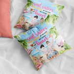 Personalizzato Non sorelle di sangue, ma sorelle di cuore Migliori amiche sulla spiaggia Copri cuscino regalo per amico per il soggiorno