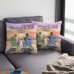 Personalized Husband and Wife Travel Partners for Life Beach Holiday Sunset Throw Pillow Cover Valentine's Day Gift for Living Room