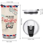 Gepersonaliseerde Besties Airmail Side By Side Will Always Be Connected By Heart 20oz Tumbler Gift voor Besties voor warme en koude dranken