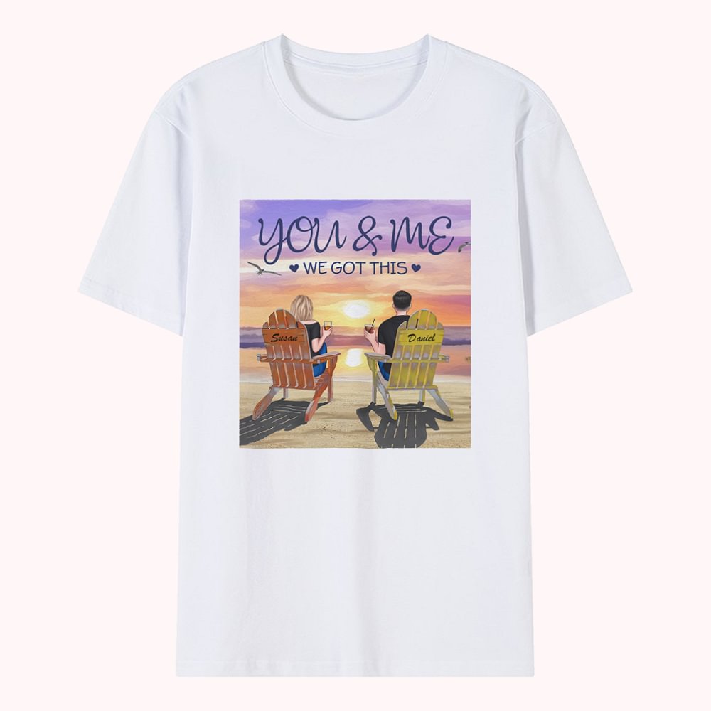 T-shirt personnalisé de voyage de coucher du soleil de vous et moi nous avons obtenu ce couple
