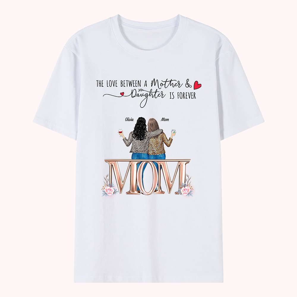 T-shirt personnalisé mère et fille joyeuses fêtes vue arrière amour fête des mères