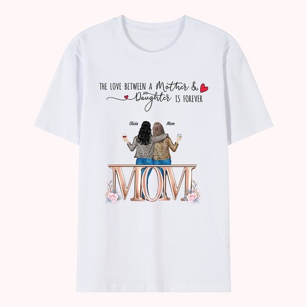Personlig mor och dotter Happy Holidays Back View Love T-shirt Mors dag