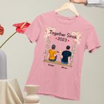 Personalizzato coppia eterna storia d'amore fiore oscillante T-shirt anniversario usura quotidiana