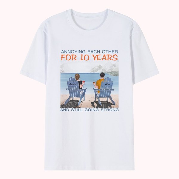 Gepersonaliseerd Memory Date Couple Strand Zomer Vakantie Reizen T-shirt Valentijnsdag Dagelijkse slijtage