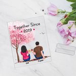 Personalised Couple Sitting Under Tree Flower Drink Together Acrylic Plaque Boyfriend Gifts Desk Ornament