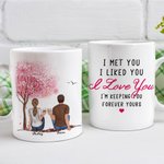 Personalised I Met You I Liked You I Love You Couple Love Story White Ceramic Mug His and Her C-type Handle