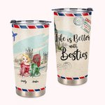 Personalized Tumbler Besties Airplane Envelope Life is Better with Besties 20oz Tumbler Friendship Gift