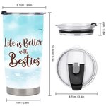 Personalisiertes Tumbler Daily Use Besties Sitting By The Lake Mountain 20 oz Tumbler Geschenk für den besten Freund zum Geburtstag