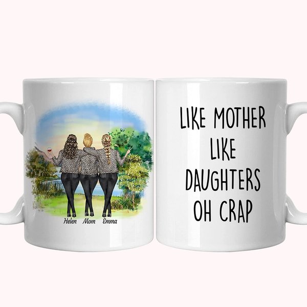 Personalized Like Mother Like Daughter Oh Crap Camping Design White Ceramic Mug Mom 11oz or 15oz