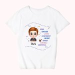 Regalo personalizzato per il ritorno a scuola Studente Ragazza Ragazzo con elementi del tavolo da disegno Bambino T-shirt Stagione scolastica