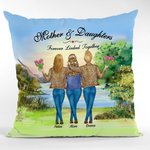 Personalisierte Mutter und Tochter Forever Linked Together Lakeside Sunset Vew Überwurf Kissenbezug Muttertagsgeschenk für Wohnzimmer