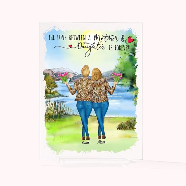 Personalizzato migliore mamma figlie viaggio collina lago placca acrilica compleanno scrivania ornamento