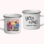 Henkilökohtainen Beach Sunset Seagull Pariskunta Sinä ja minä saimme tämän emali muki kahvalla Syntymäpäivä Ystävänpäivä Ystävänpäivä