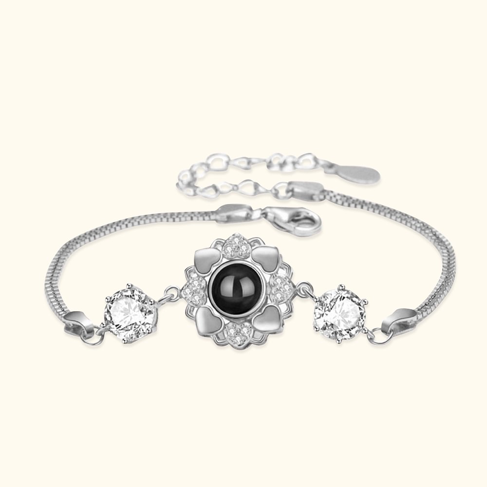 Bracelet de projection de tournesol personnalisé Cadeau d'anniversaire de Saint-Valentin