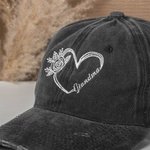Personalized Vintage Embroidered Name Baseball Cap with Heart for Mama Grandmother Mother's Day Birthday Gift