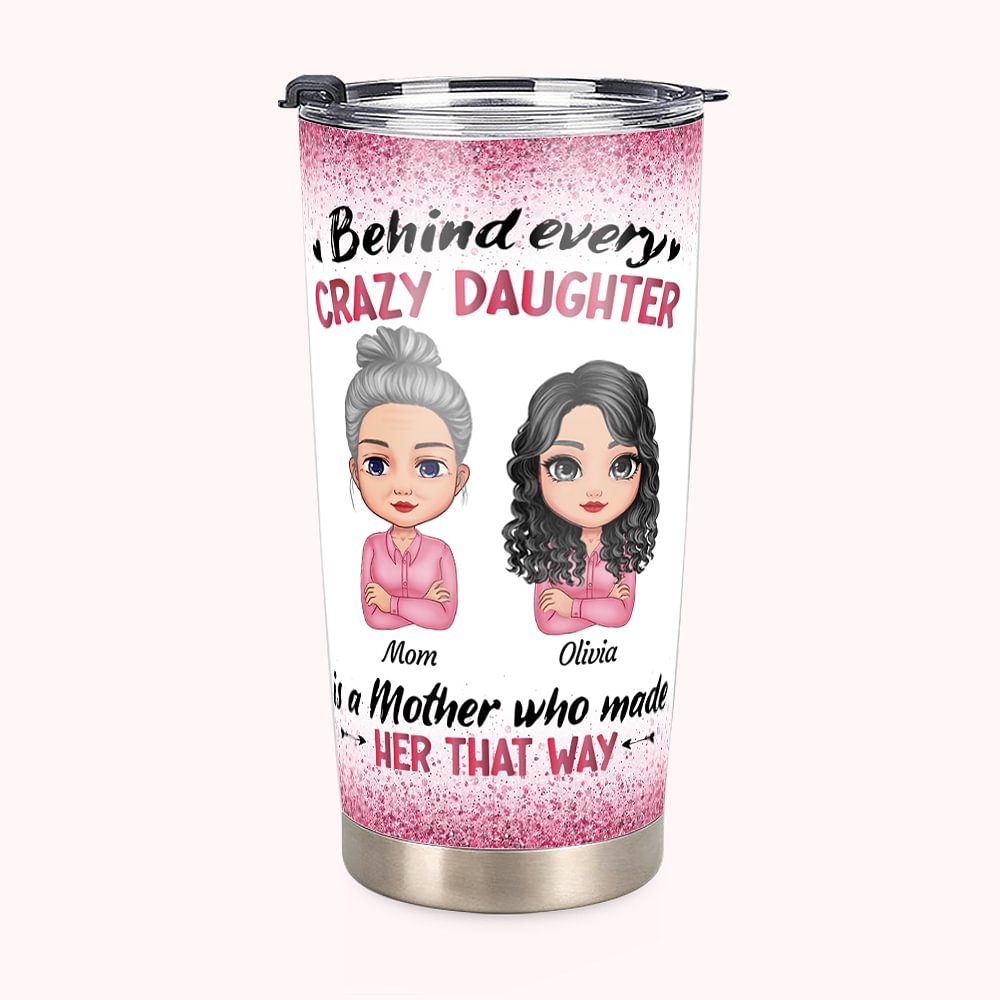 Gobelet Isotherme Personnalisé avec Images et Noms Mère Fille Cadeau Fête Anniversaire Souvenir pour Maman Fille