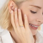 Personalized Family Zircon Ring with 1-10 Birthstones and Engraved Text Women Jewellery Birthday Mother's Day Gift for Mom Grandma