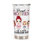 Personalisierte stolze Mutter mit Dumbass Kids A Lovely Family 20oz Tumbler Muttertagsgeschenk für heiße und kalte Getränke