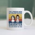 Personalised I'm A Proud Mom of A Freaking Awesome White Ceramic Mug Gift for Mom Coffee Mug