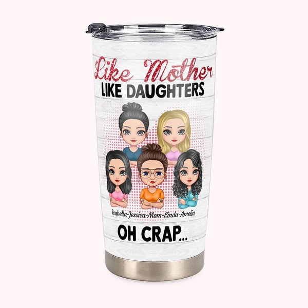 Vaso de 20oz Personalizado Like Mother Like Daughters Heart Background Showing Love for Each Other Regalo del Día de la Mujer para bebidas frías y cal