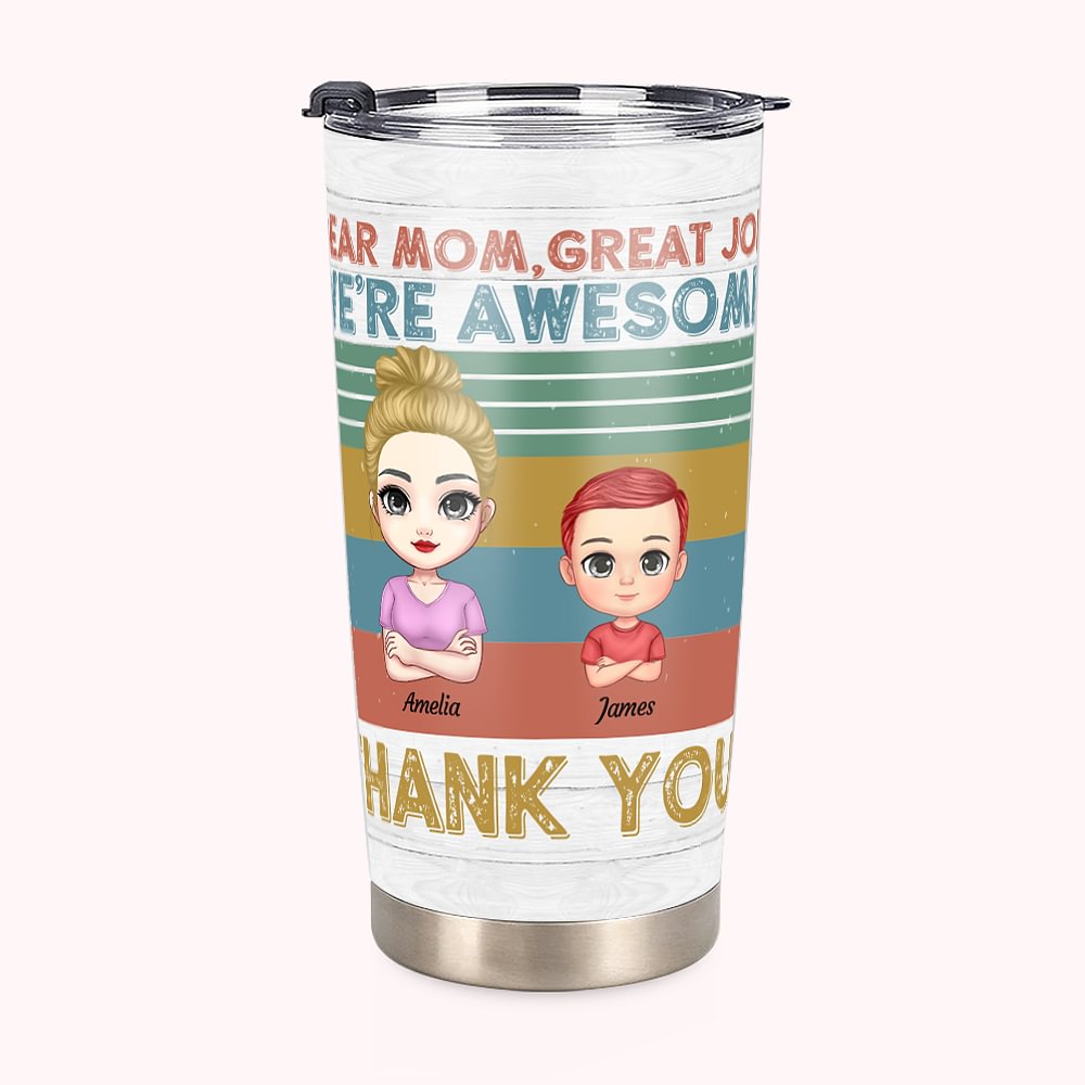 Gobelet Personnalisé avec Image Maman et Enfant Gobelet avec Couvercle Étanche de Qualité Alimentaire Cadeau Anniversaire Fête pour Maman