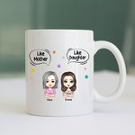 Personalized Like Mother Like Daughter Mother And Daughter White Ceramic Mug Gift for Mother  Coffee Mug
