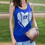 Débardeur pour Femme Personnalisé avec Numéro et Nom Motif Baseball Pailleté Cadeau pour Amatrice de Sport de Balle