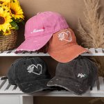 Personalized Vintage Embroidered Name Baseball Cap with Heart for Mama Grandmother Mother's Day Birthday Gift