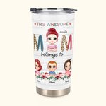 Vaso personalizado Awesome Mom with Her Kids Flowers Element 20oz Regalo del Día de la Mujer para bebidas frías y calientes