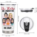 Vaso de 20oz Personalizado Like Mother Like Daughters Heart Background Showing Love for Each Other Regalo del Día de la Mujer para bebidas frías y cal