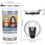 Vaso Personalizado Orgullosa Madre e Hija Fondo Rayado Love My Mom 20oz Día de Acción de Gracias Regalo Uso Diario
