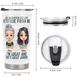 Gepersonaliseerde Moeder en Dochter Haar Houding Van Mij Cool Verklaring 20oz Tumbler Thanksgiving Day Gift voor Warme en Koude Dranken