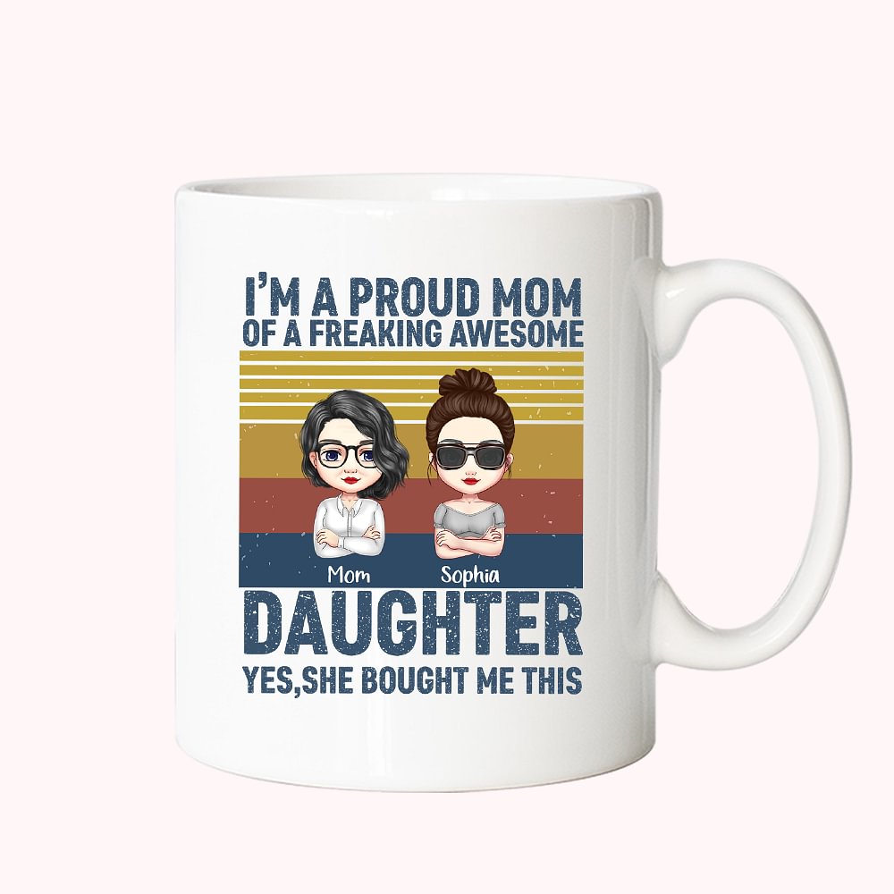 Tasse à Café Personnalisée avec Noms et Images Mère Fille Mug Céramique Cadeau Fête Thanksgiving pour Maman
