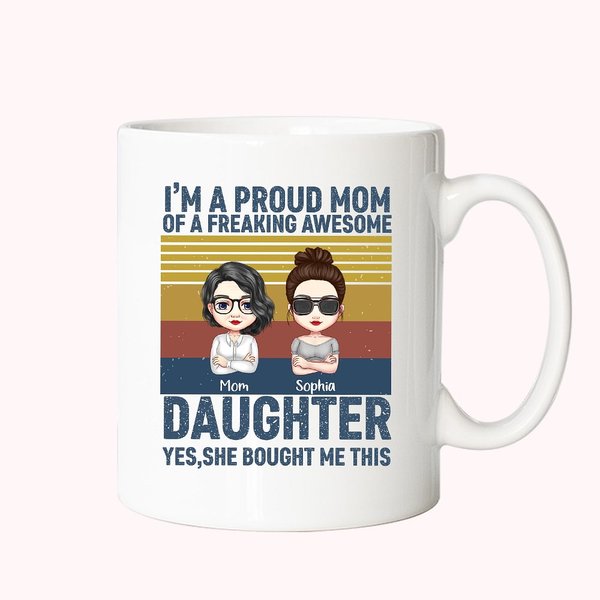 Proud Mom of Awesome White Ceramic Coffee Mug