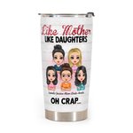 Vaso de 20oz Personalizado Like Mother Like Daughters Heart Background Showing Love for Each Other Regalo del Día de la Mujer para bebidas frías y cal