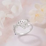 Bague Papillon Personnalisée avec Pierre de Naissance et Nom Cadeau d'Anniversaire de Fête des Mères pour Elle