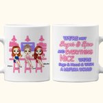 Personlig Besties Systrar Kvinnor Vänskap Vit Keramisk Mugg Present Diskmaskin och Mikrovågsugn Säker