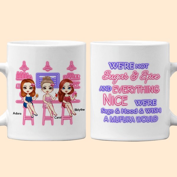 Personlig Besties Systrar Kvinnor Vänskap Vit Keramisk Mugg Present Diskmaskin och Mikrovågsugn Säker