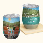 Coppia personalizzata Amore per sempre Lago e Foresta Bicchiere da vino Compleanno Facile da pulire