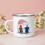 Personalizzato Insieme da anni Coppia Rosa Fiore Albero Amore Tazza Smalto 11oz Compleanno Regalo di San Valentino